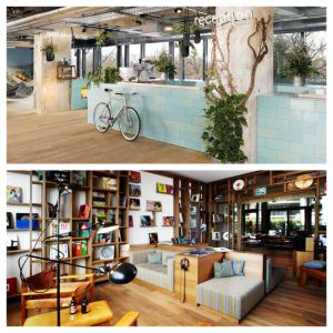 Die Rezeption im Berliner 25hours Bikini Hotel und das Raucherzimmer mit Plattensammlung in der Hamburger Hafencity. Die 25hours Hotels bieten dank Storytelling serienmäßige Individualität und Überraschungen. Genau darum geht es oft auch bei einem guten Personal Branding.